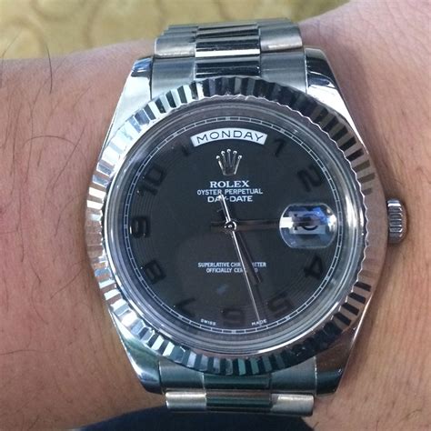 rolex day date 2 black dial|Rolex presidential 40mm diamond bezel.